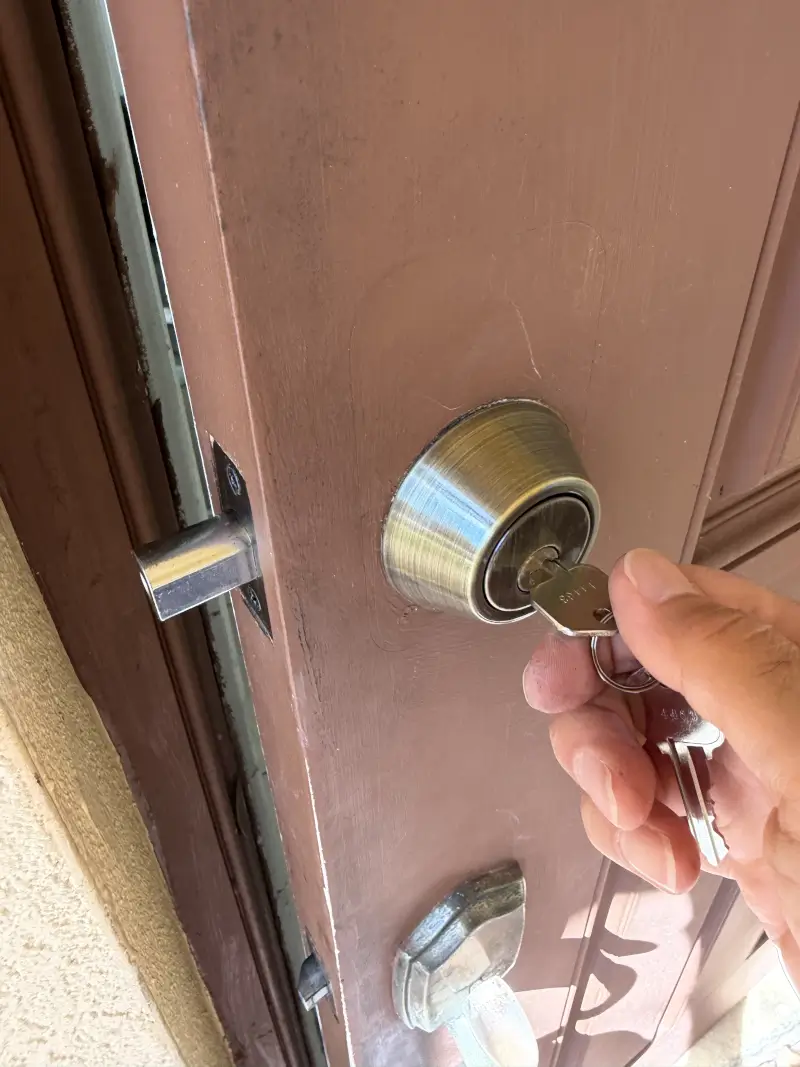 Had a Break-In? Emergency Rekey Service in Helena-West Helena 2 New key tested in a rekeyed front door deadbolt after a residential break in.